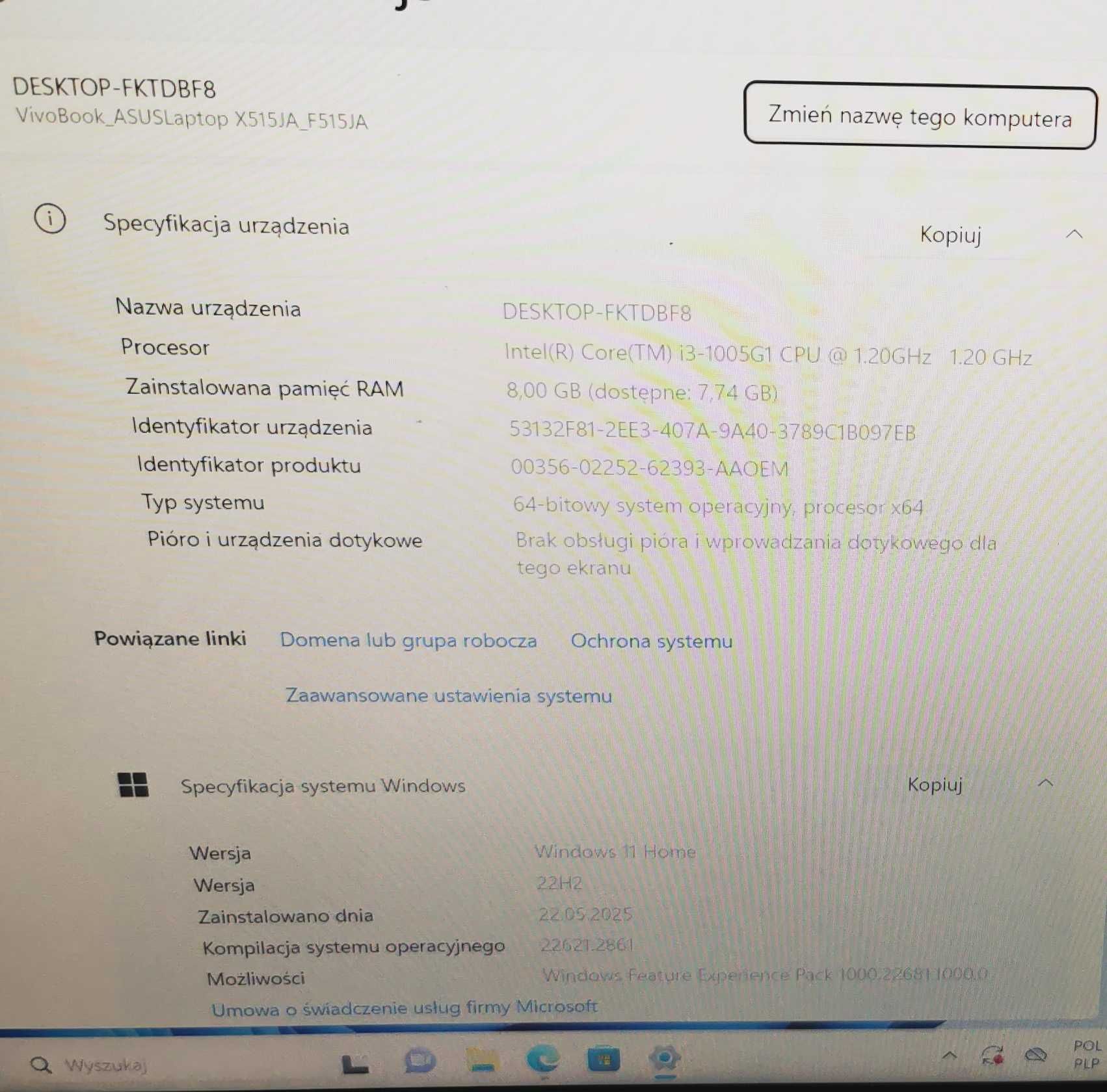 Okazja Laptop ASUS VIVOBOOK 15 F515J F515JA i3-1005G1 8GB 128 Win11