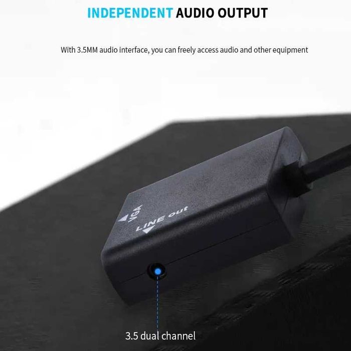 НОВЫЙ Переходник HDMI to VGA 1080P HD + шнур AUX Audio Cable 3,5 mm