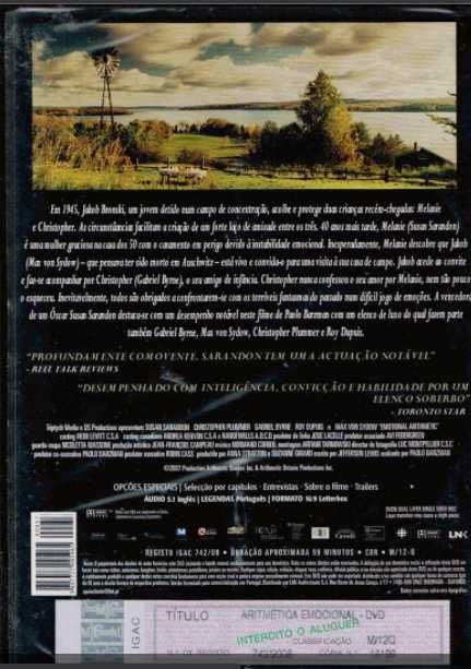 Dvd NOVO Aritmética Emocional Filme Susan Sarandon Plummer Max Paolo