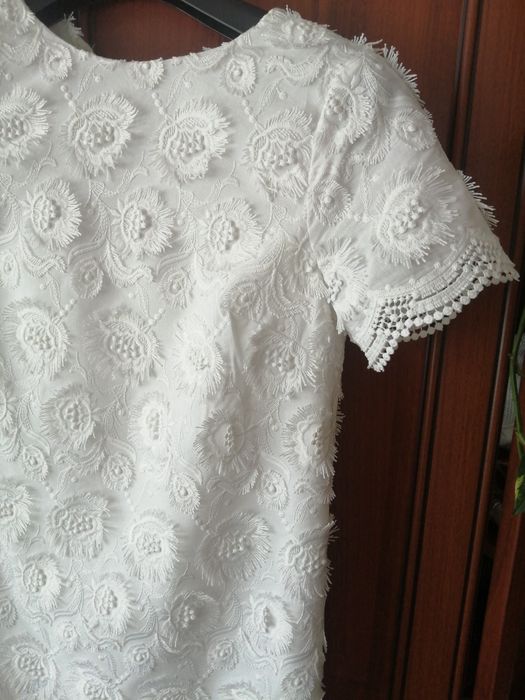 Sukienka mini Zara we wzory 3d M biała