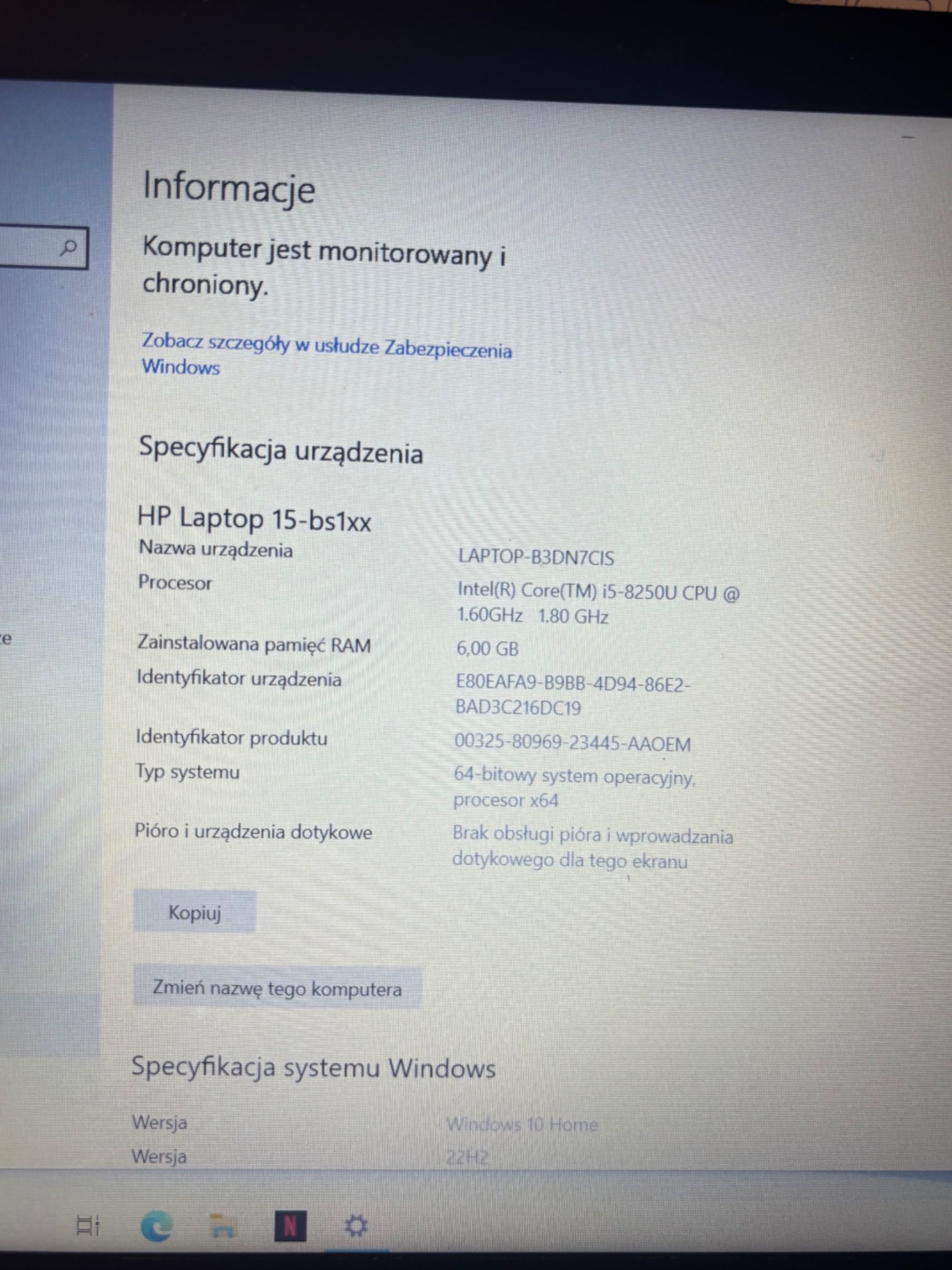 Laptop HP 15-BS1xx, Intel Core i5 8250U, 1 TB, 15.6",Windows 10 Home