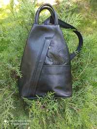 Женский рюкзак (кожаный) чёрного цвета