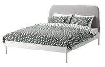 Łóżko metalowe białe Ikea Duken 140x200 stelaż i materac