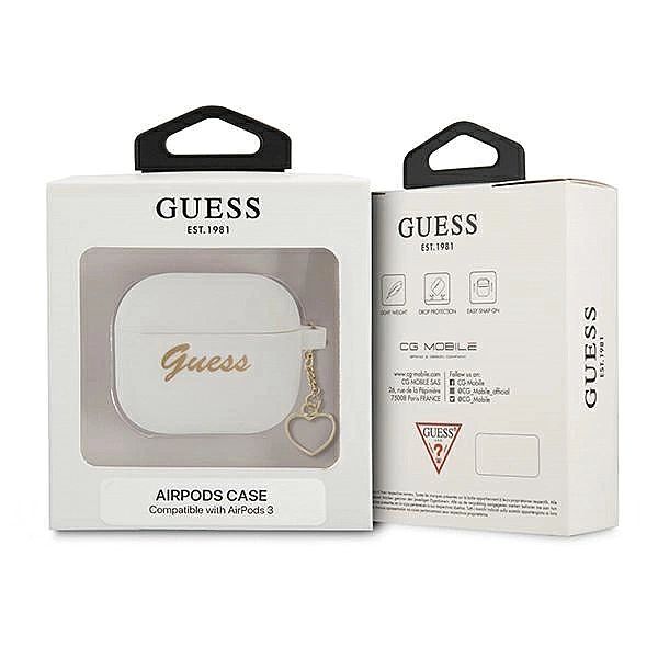 Etui Guess Silicone Charm Heart Collection na AirPods 3 - białe