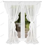 Delikatna firana z koronki z falbankami 250x300