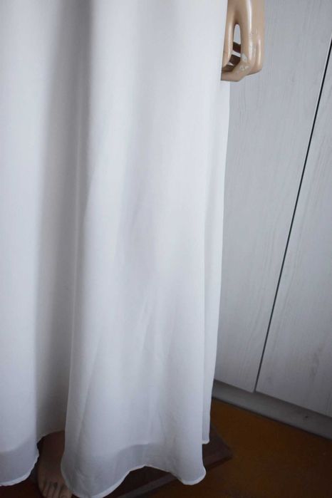 Sukienka 38 M L balowa długa biała szyfonowa luźna cyrkonie koronka