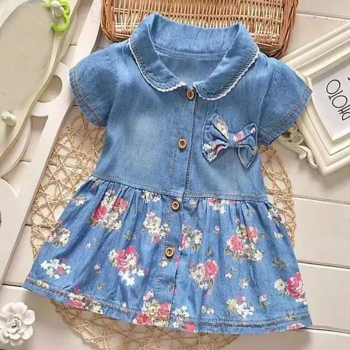 Vestido floral de Ganga - Menina - 6M - NOVO