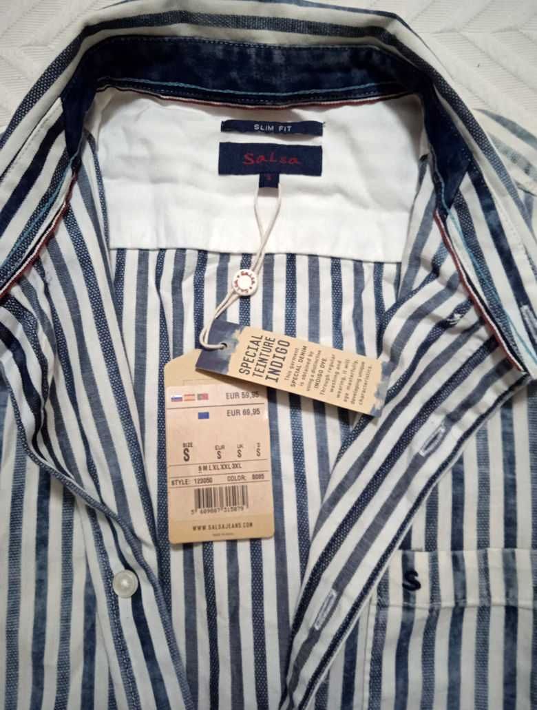 Camisa Slim Fit Salsa NOVA, Efeito Lavagem - Portes Gratis