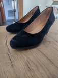 Buty damskie 36 Caprice obcas skórzane zamszone czarne czolenka