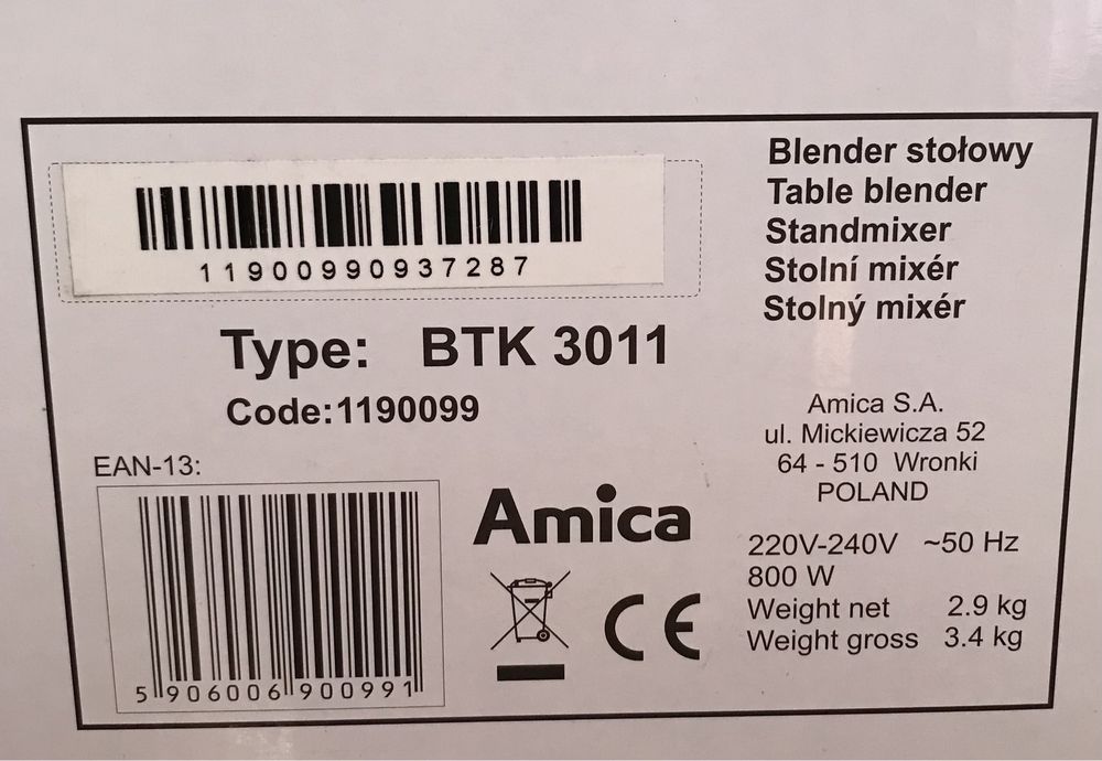 Blender kielichowy Amica