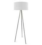 Lampa stojąca podłogowa trójnóg srebna klosz biały 50 cm