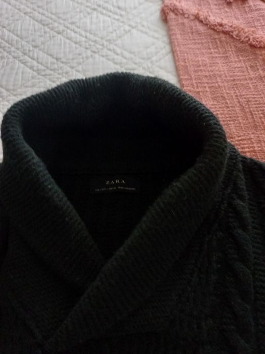 Camisola verde escura,  com gola, Zara, tam L
