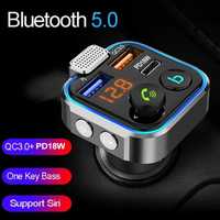 FM-трансмітер (модулятор) P-5 Bluetooth 5.0/MegaBass/QC 3.0 RGB Black