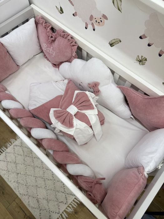 Бортики комплект постільне в ліжечко конверт коса