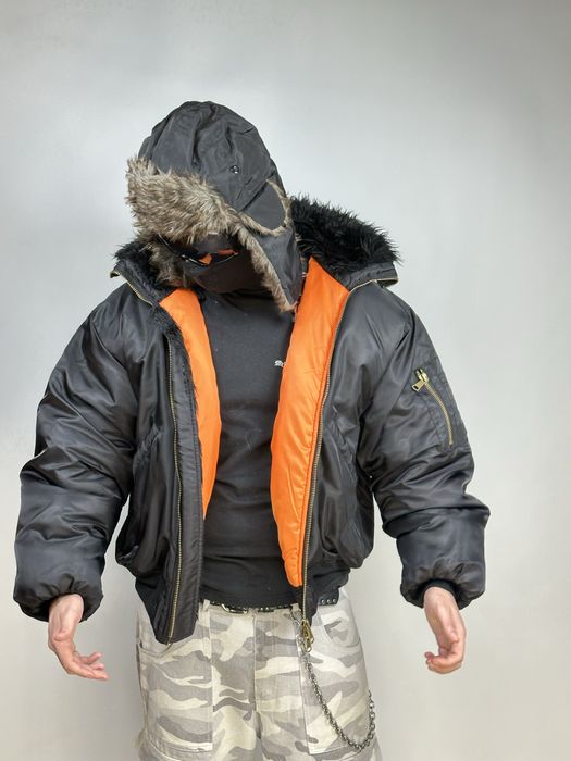 Бомбер чорний меховий з мехом аляска куртка черная MA1 opium archive M