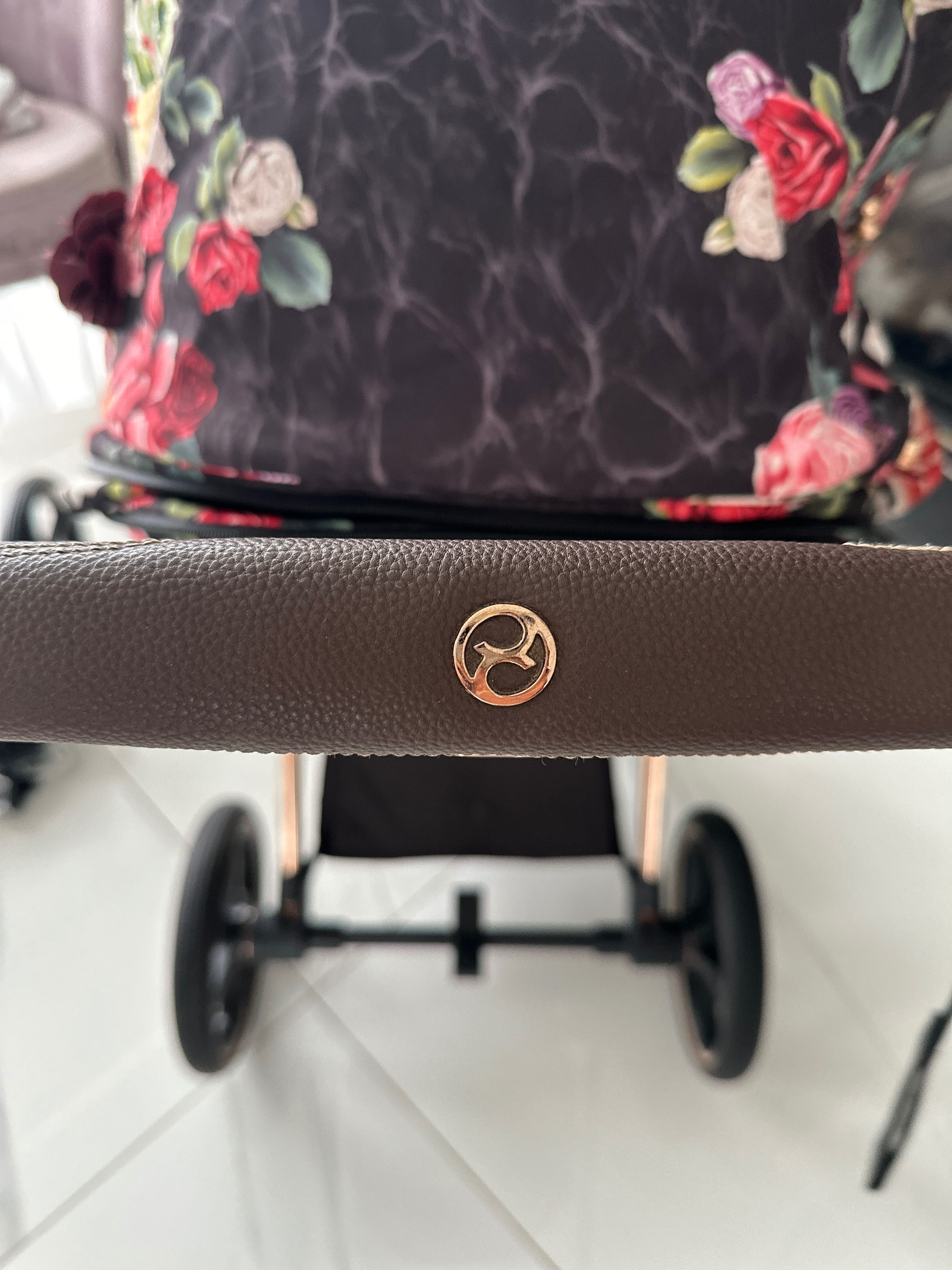 Wózek Cybex  Priam Rose Gold Spring Blossom Dark mega zestaw