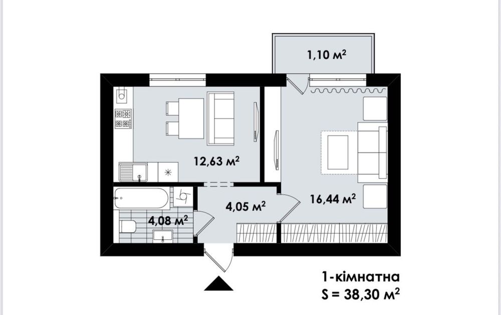 1-но кімнатна квартира в клубному будинку
