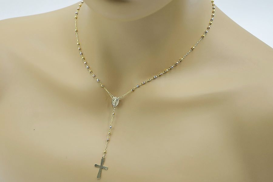 Złoty różaniec 14k 585 żółte białe czerwone łańcuszek rcc003ywr K