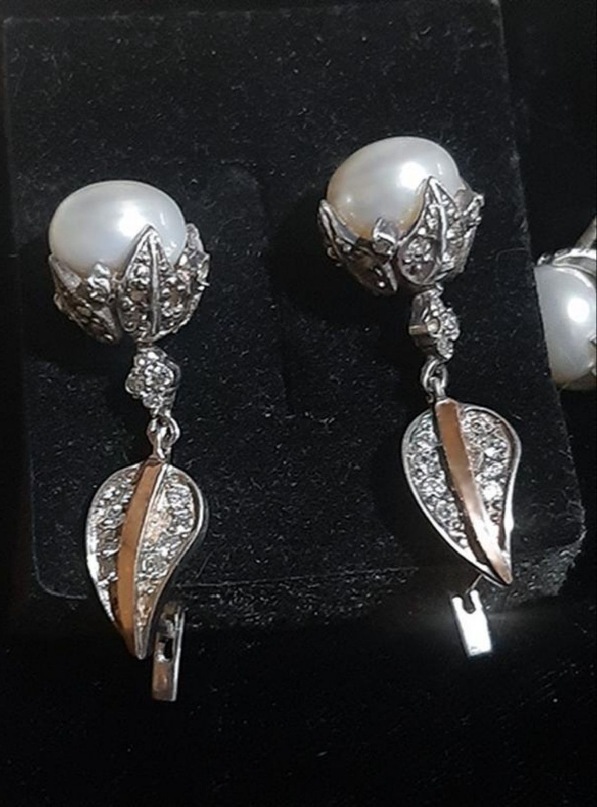 Дивовижний комплект, великі  перли, срібло та золоті пластини