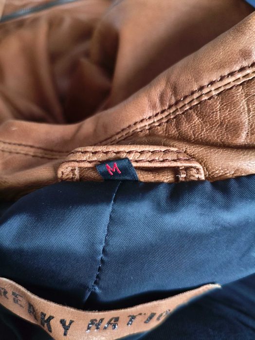 Męska kurtka skórzana biker Freaky Nation 80042 – cognac/brown, roz. M