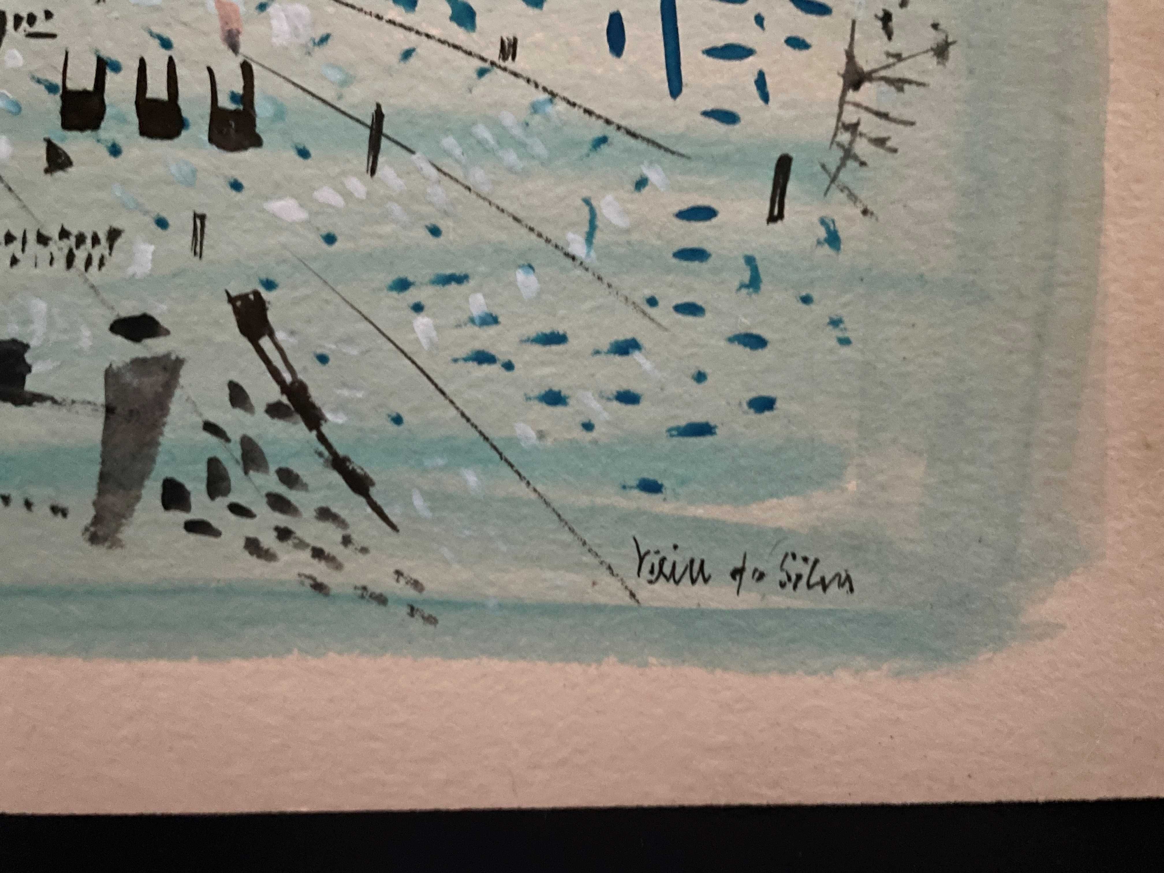Pintura sobre papel (estudo original) assinado "Vieira da Silva"