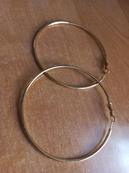 Kolczyki koła pozłacane- średnica 7 cm - Nowe