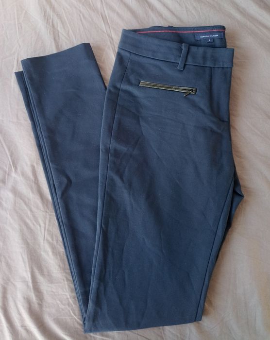 Tommy Hilfiger damskie spodnie eleganckie garniturowe XS 34 granatowe