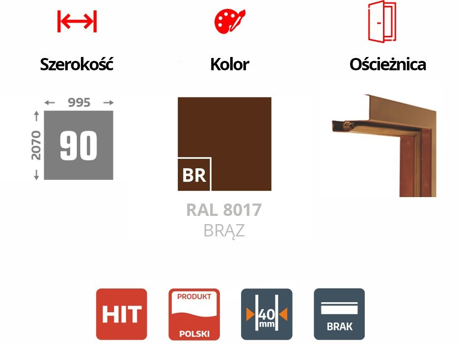 Drzwi Wejściowe Techniczne Zewnętrzne Stalowe Metalowe Model URAN