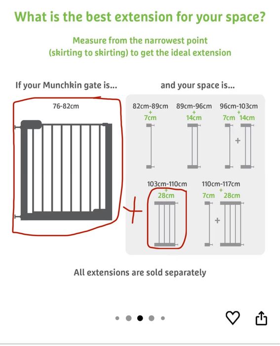 Barreira de segurança Munchkin 76-82cm + extra 28cm