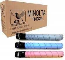 Trzy tonery do Konica Minolta C368/C308/C258 TN324C TN324K TN324M