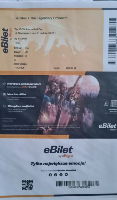 2 Bilety na  koncert sabbaton