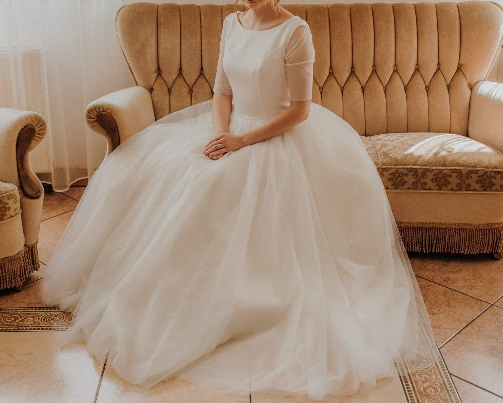 Suknia ślubna typu princessa, najlepsza, włoska koronka