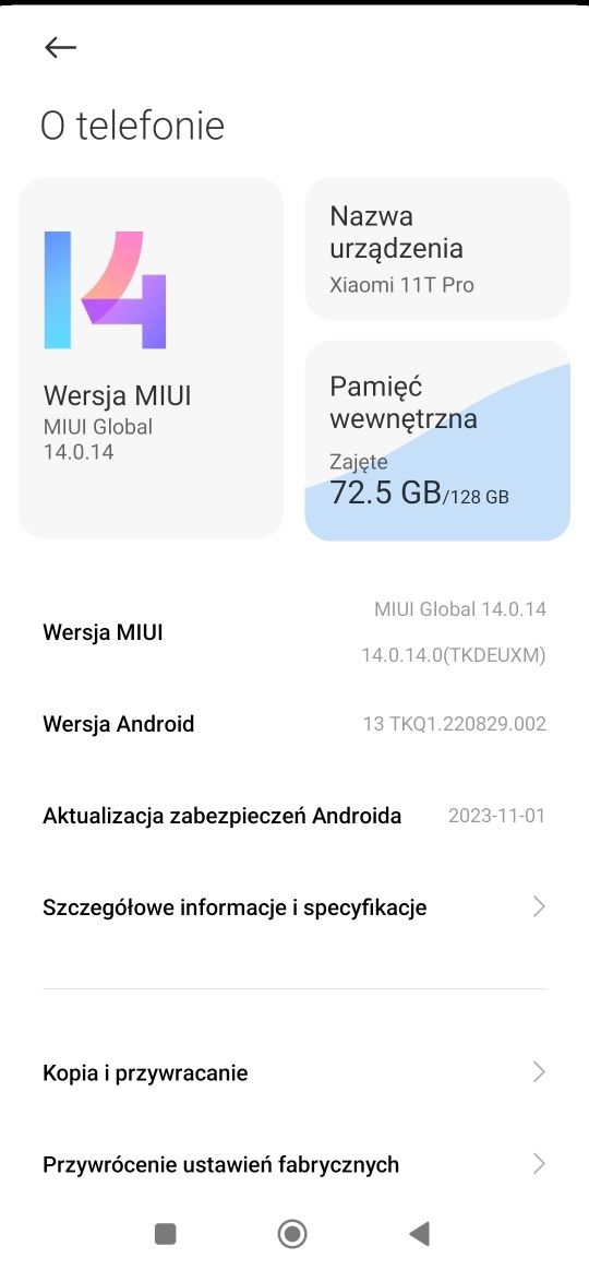 Xiaomi 11t pro + ładowarka 120w