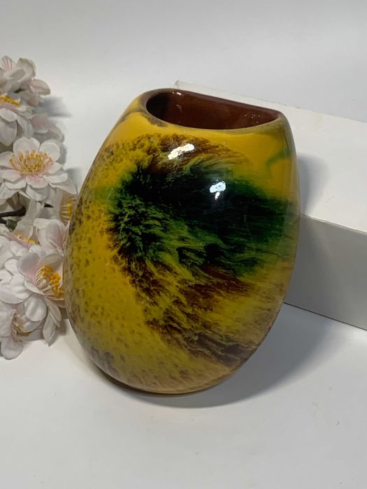 Кашпо настенное керамическое обливное майолика винтаж