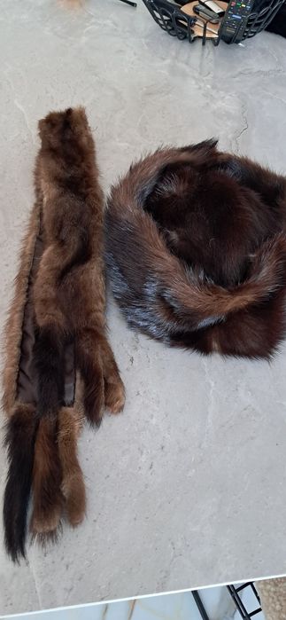 Toczek plus szal z futerka naturalnego