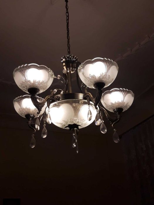 Żyrandol z kryształkami + 2 kinkiety