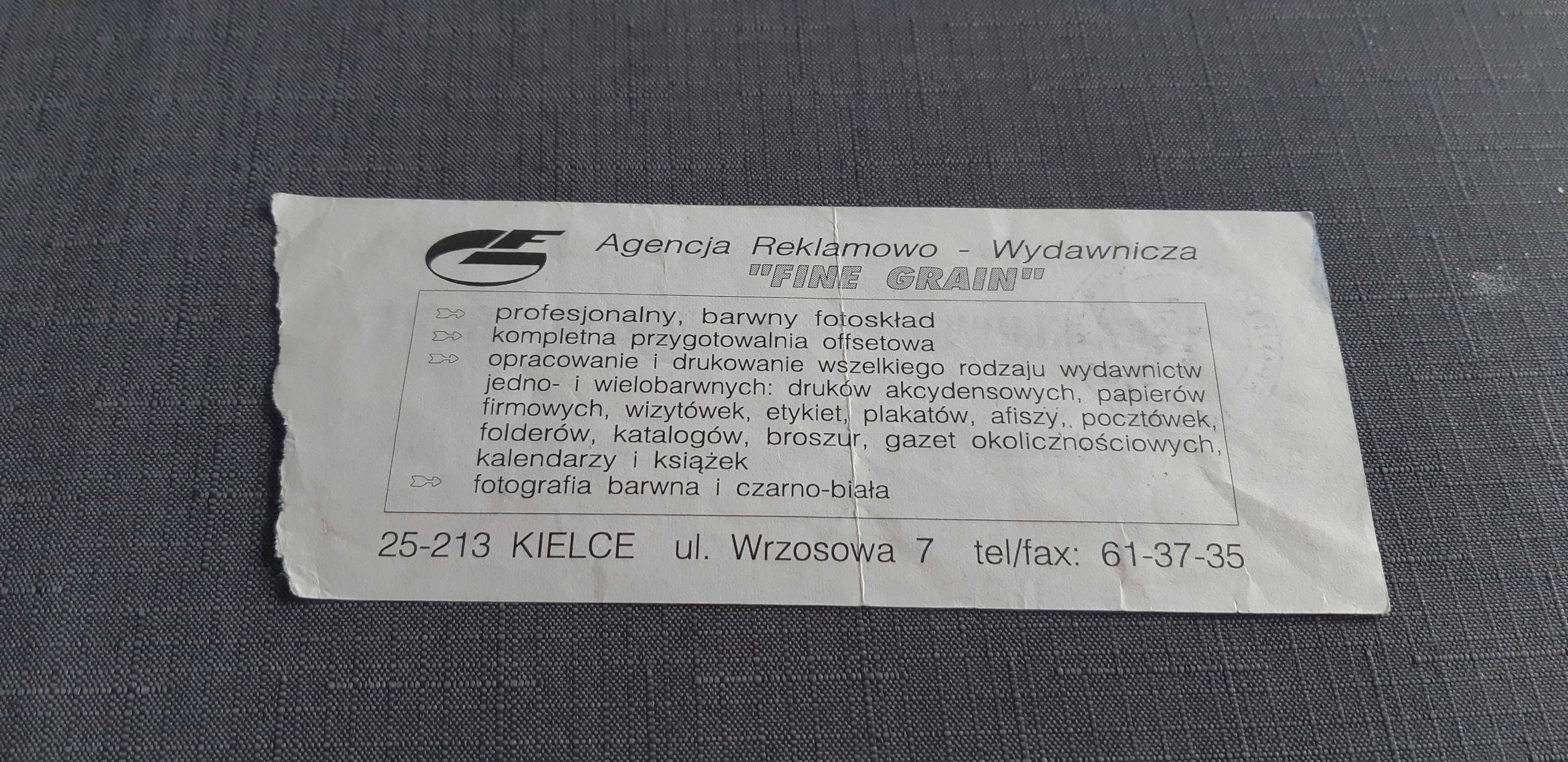 bilet z meczu KS Iskra Ceresit Kielce -SKA Kijów Ukraina 9.10.1995