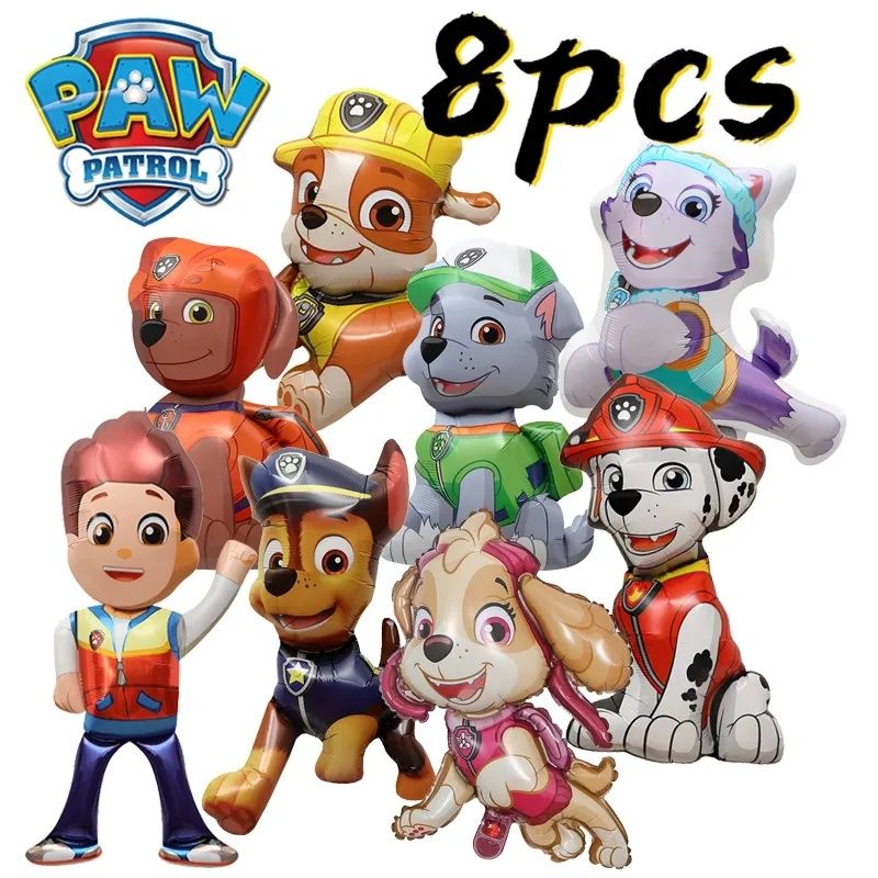 Набір фольговані надувні кульки Щенячий патруль, 8 героїв, PAW patrol