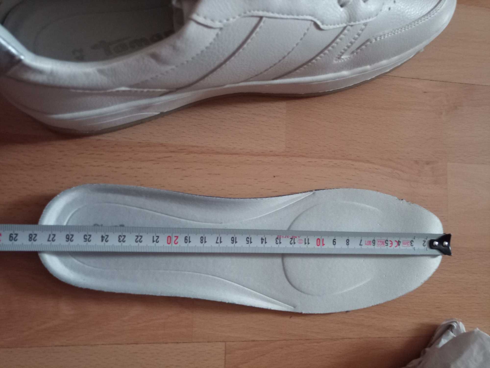 Białe sneakersy na platformie tamaris 42 wkładka 28 cm podeszwa 4,5 cm