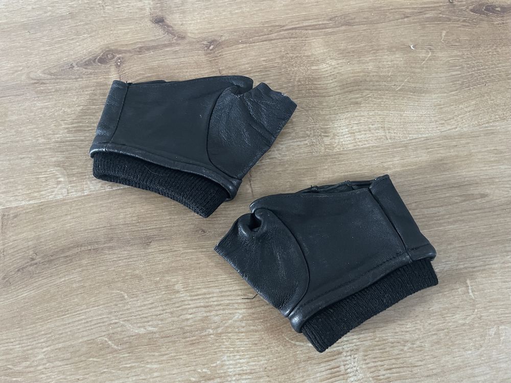 Rękawiczki skórzane Zara - czarne