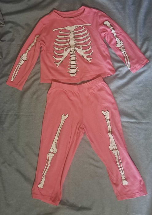 Różowa piżama ze szkieletem, 104 cm, 100% bawełna