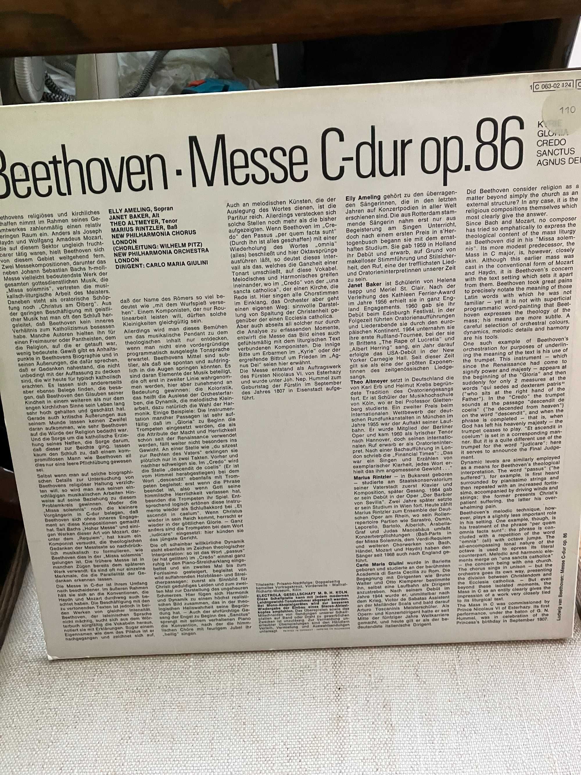winyl Ludwig van  Beethoven  "  Messe C-Dur op.86 "  mint
