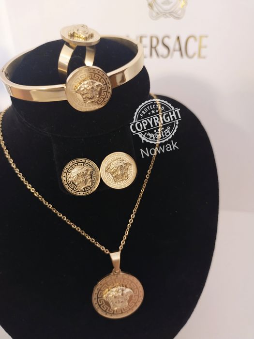 Zestaw biżuterii łańcuszek kolczyki branoletka Ala Versace