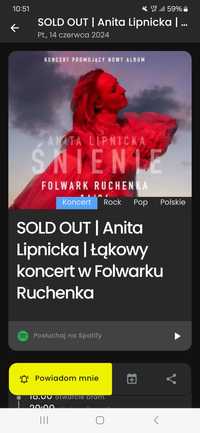 2 bilety na koncert Anity Lipnickiej