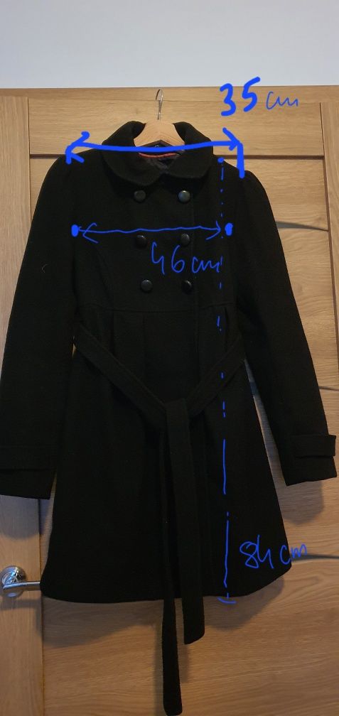 Czarny płaszcz ciążowy H&M MAMA rozm S super na wiosnę lub jesień