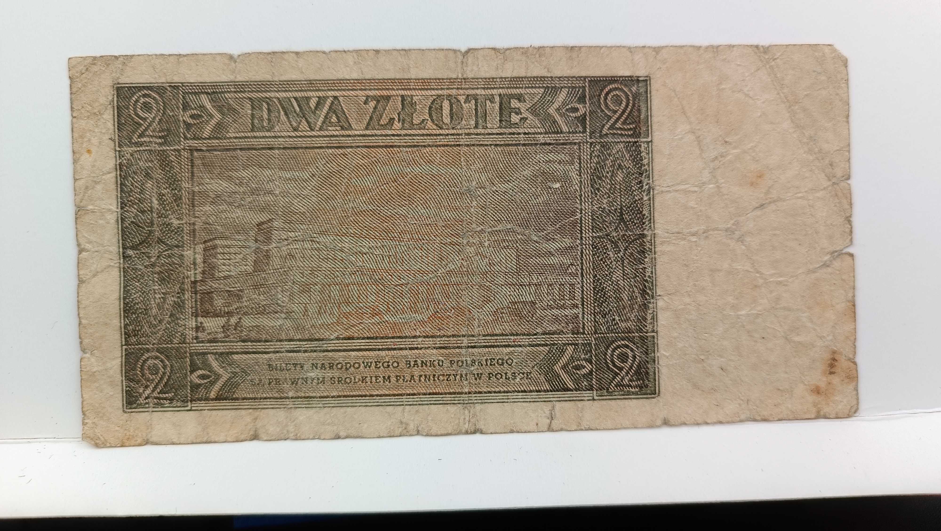 banknot 2 zł 1948 r. seria AY, stan III- / IV+