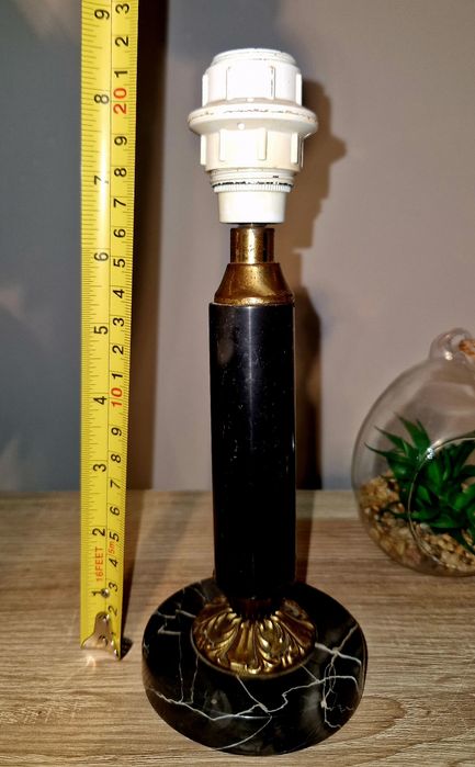 Lampa stołowa Vintage z Czarnego Marmuru i Mosiądzu – lata 60 !!!