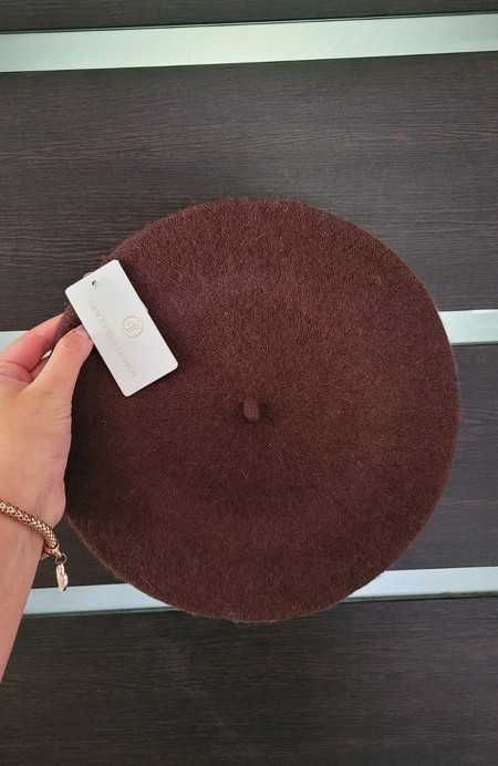 Grace focus fashion beret wełniany coffee brązowy nowy