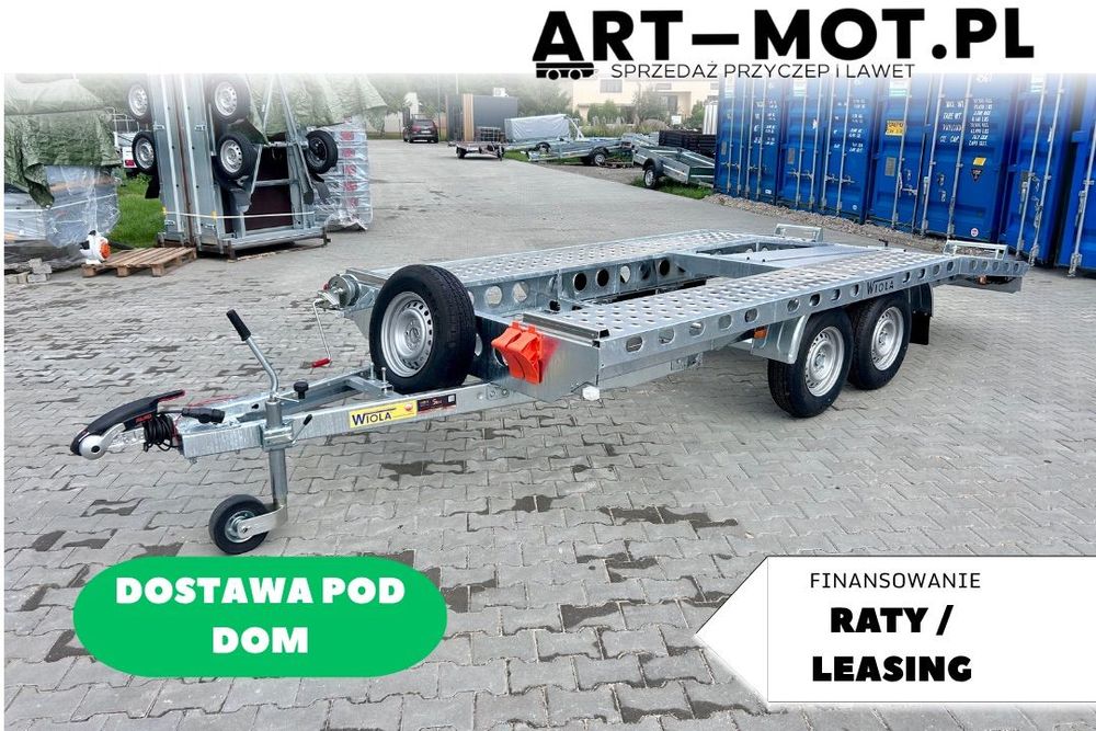 Wiola L27G45 / DOSTAWA! / 450x210 / DMC 2700kg / STABILIZATOR AKS / WCIĄGARKA / KOŁO ZAPASOWE / R14C  laweta samochodowa / Sztywna łamany tył / LEKKIE aluminiowe najazdy /