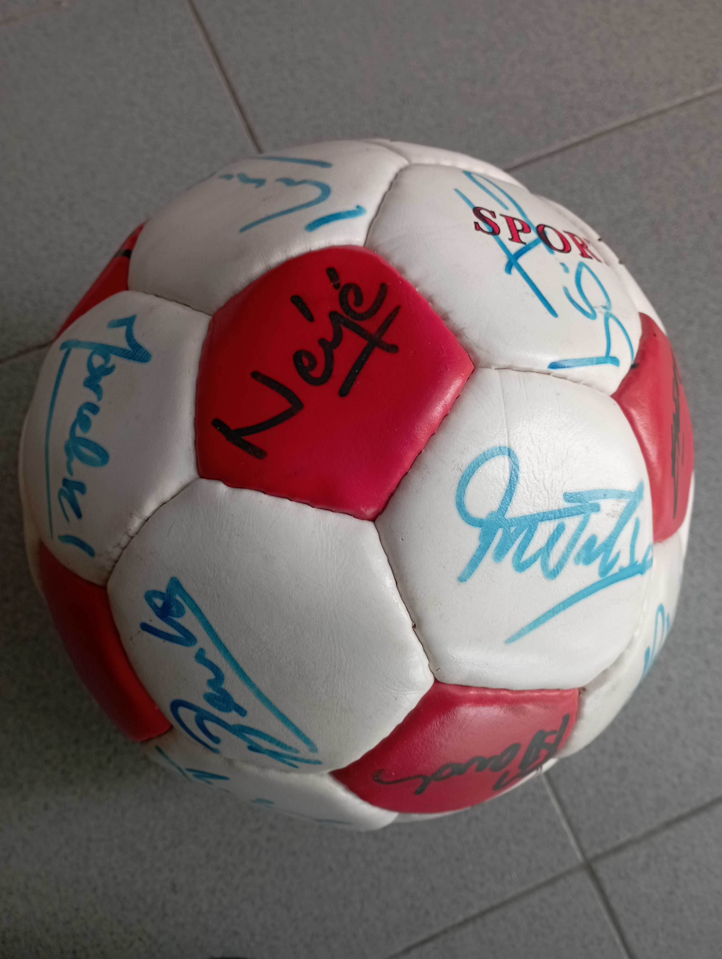 Bola oficial Benfica 1994/1995 autografada: equipa técnica e jogadores